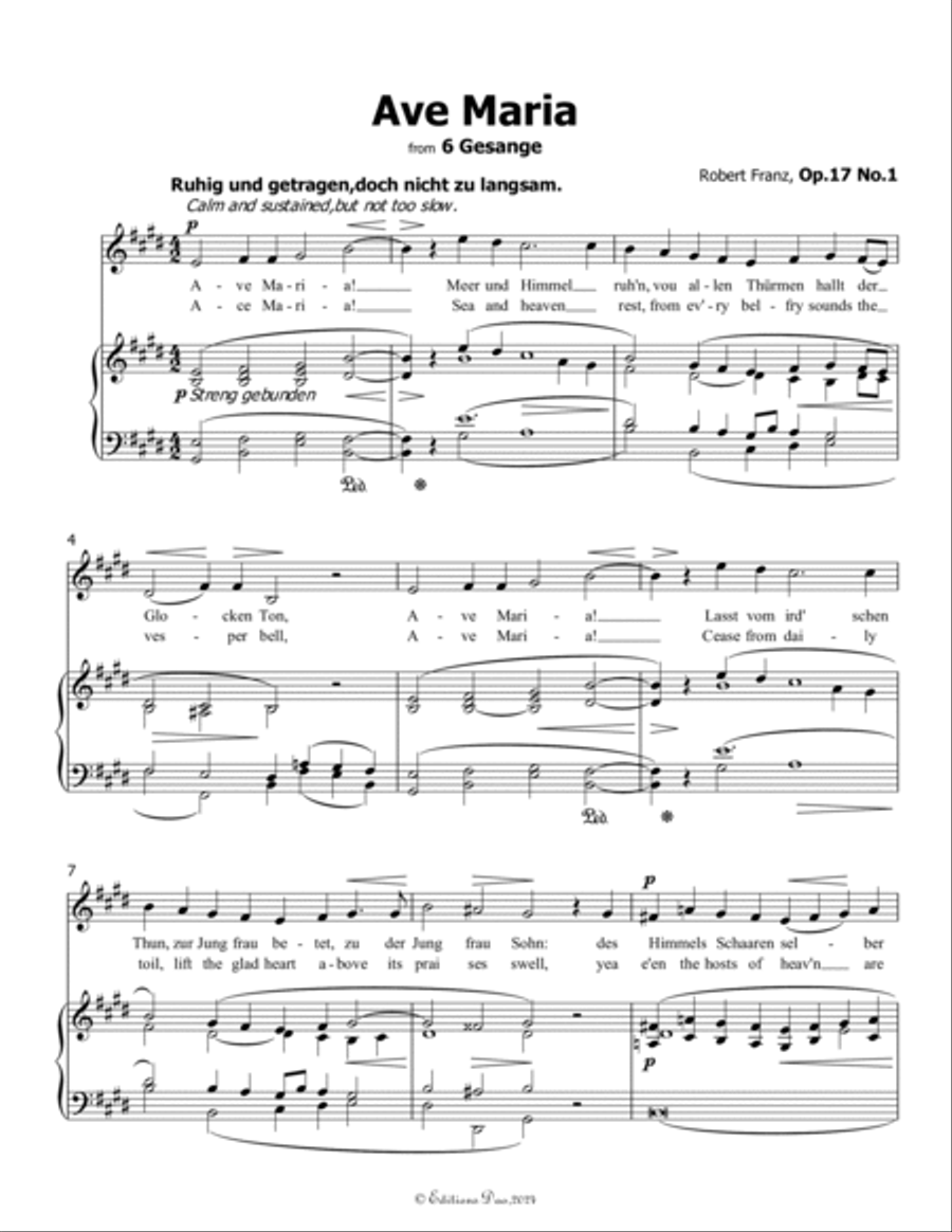 Ave Maria, by Robert Franz, in E Major Voice scores gallery preview page 3