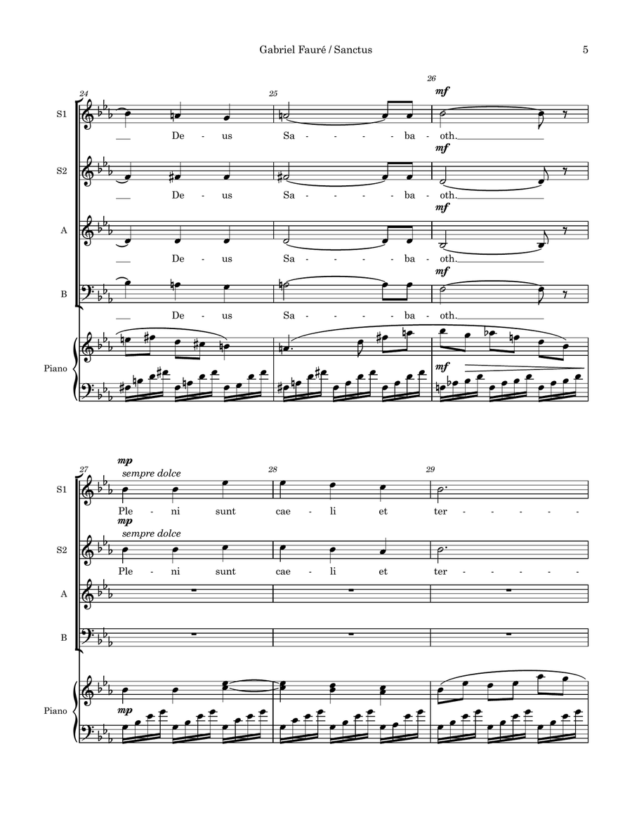 Sanctus (from the Fauré Requiem) (SSAB) Choir scores gallery preview page 5