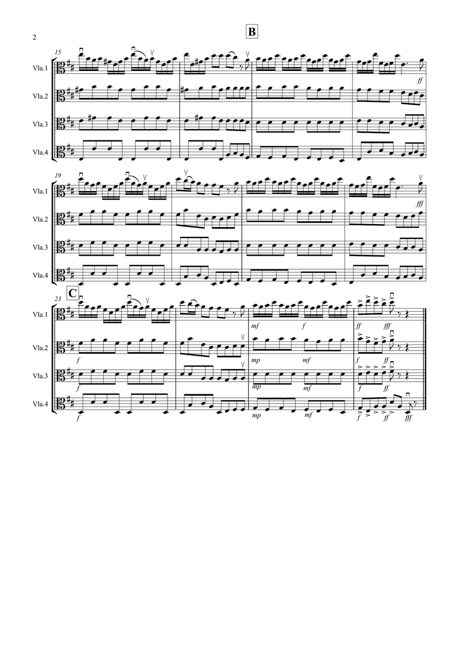 Allegro by Fiocco for Viola Quartet Viola Solo scores gallery preview page 2