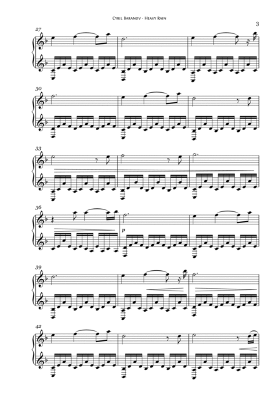 Heavy Rain Piano Solo scores gallery preview page 3