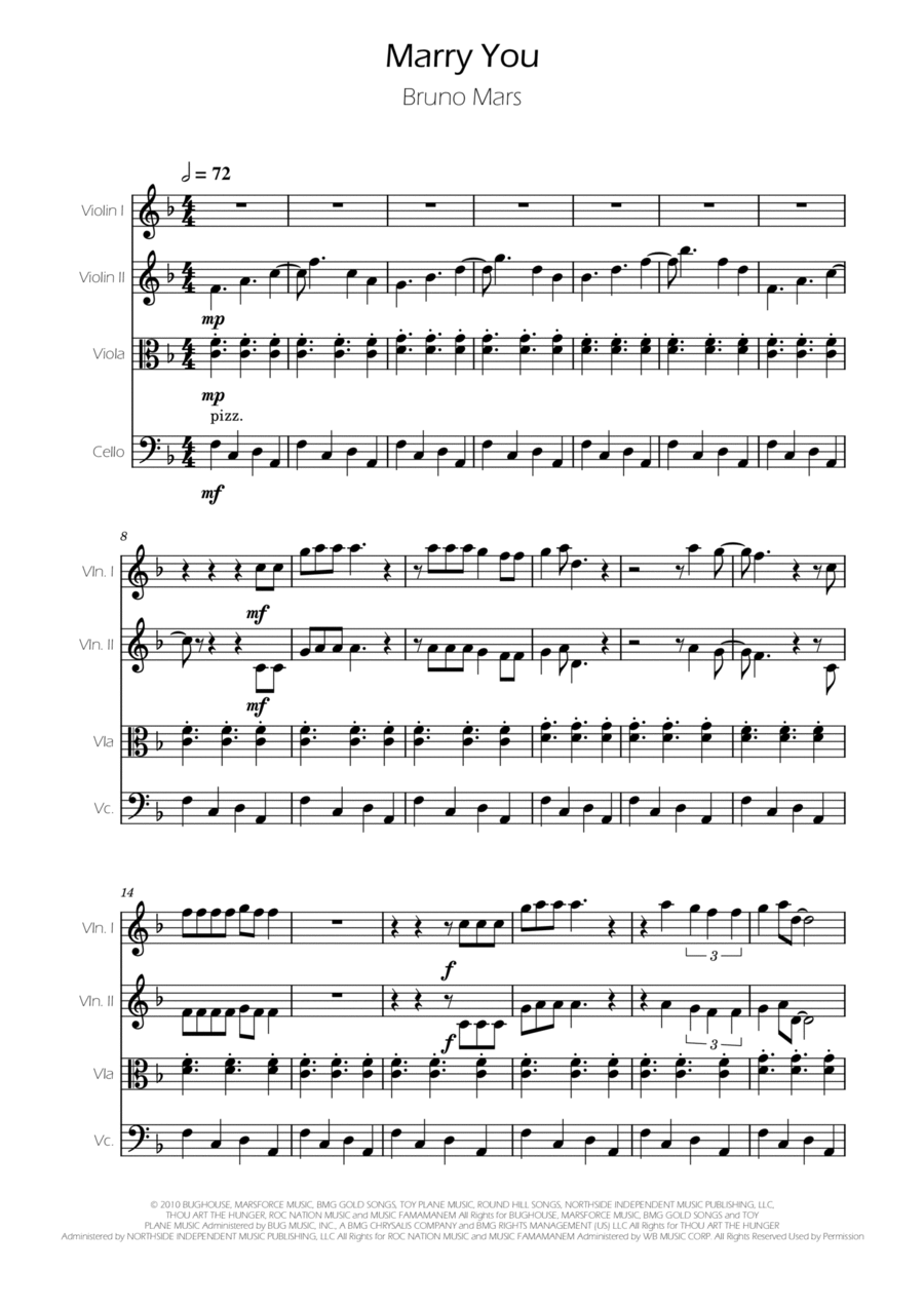 Marry You String Quartet scores gallery preview page 1