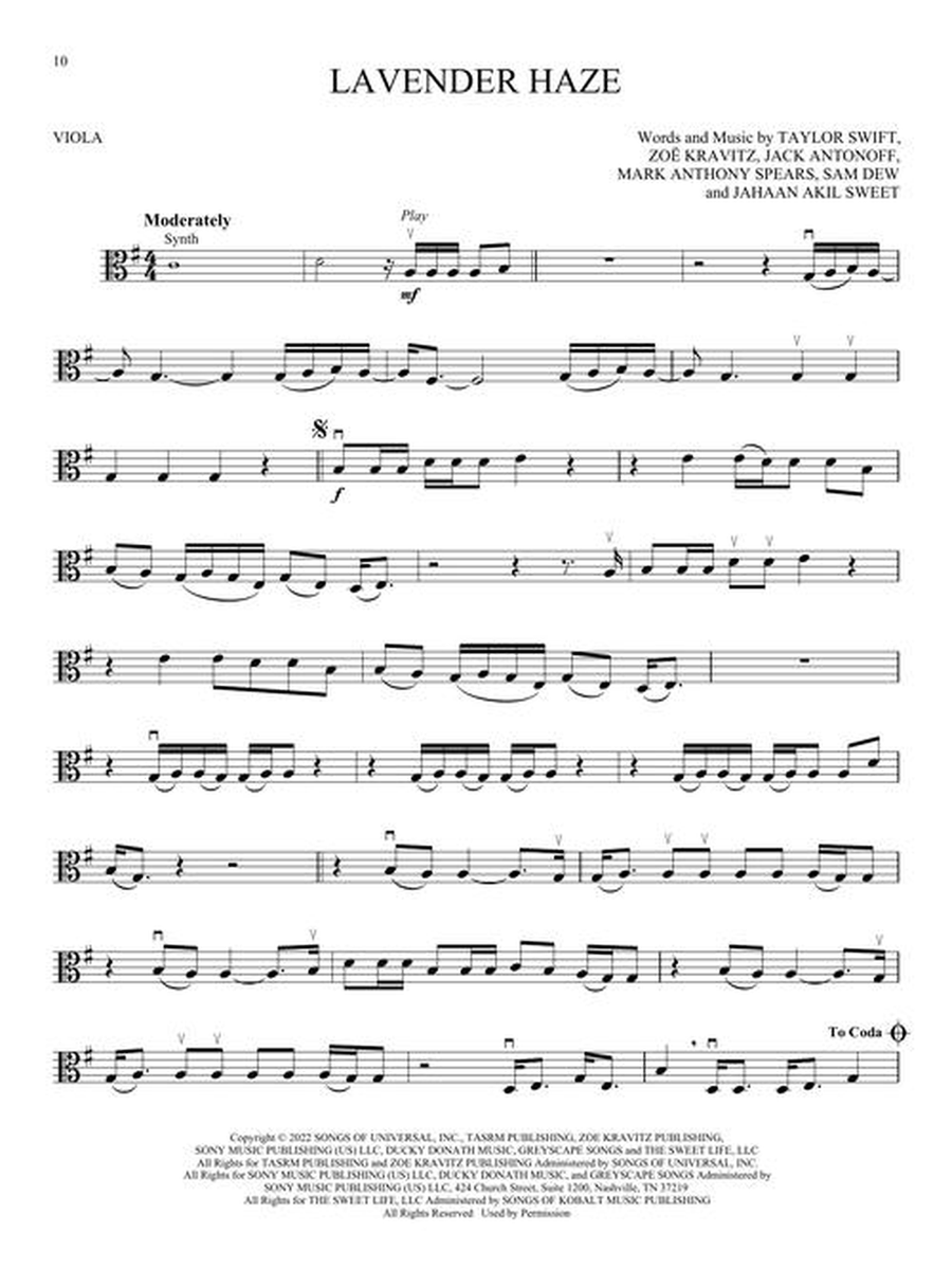 Taylor Swift – Selections from Midnights & The Tortured Poets Department Viola Solo scores gallery preview page 5