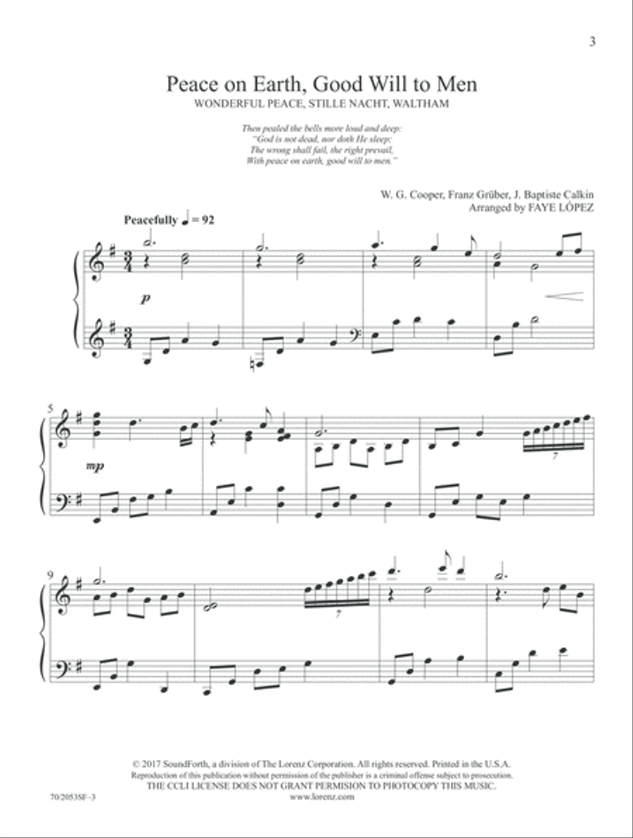 Peace on Earth (Digital Delivery) Piano Solo scores gallery preview page 3