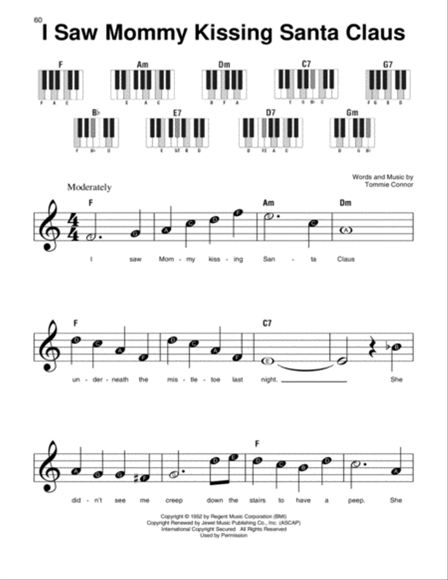 I Saw Mommy Kissing Santa Claus Easy Piano scores gallery preview page 1