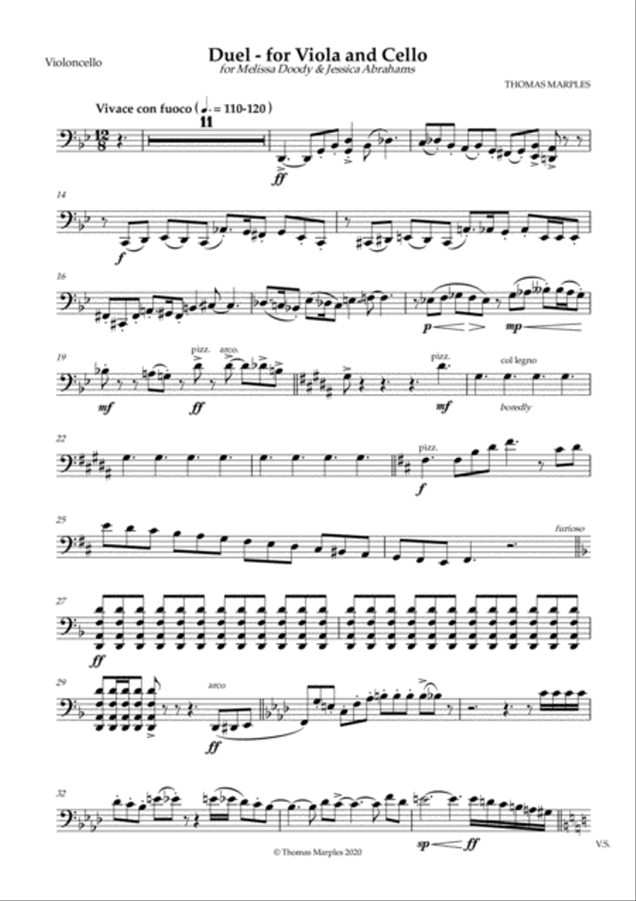 Duel: for Viola and Cello - Cello Viola scores gallery preview page 1