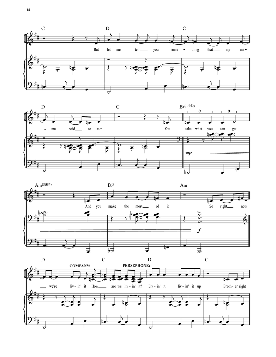Livin' It Up On Top (from Hadestown) Voice scores gallery preview page 5