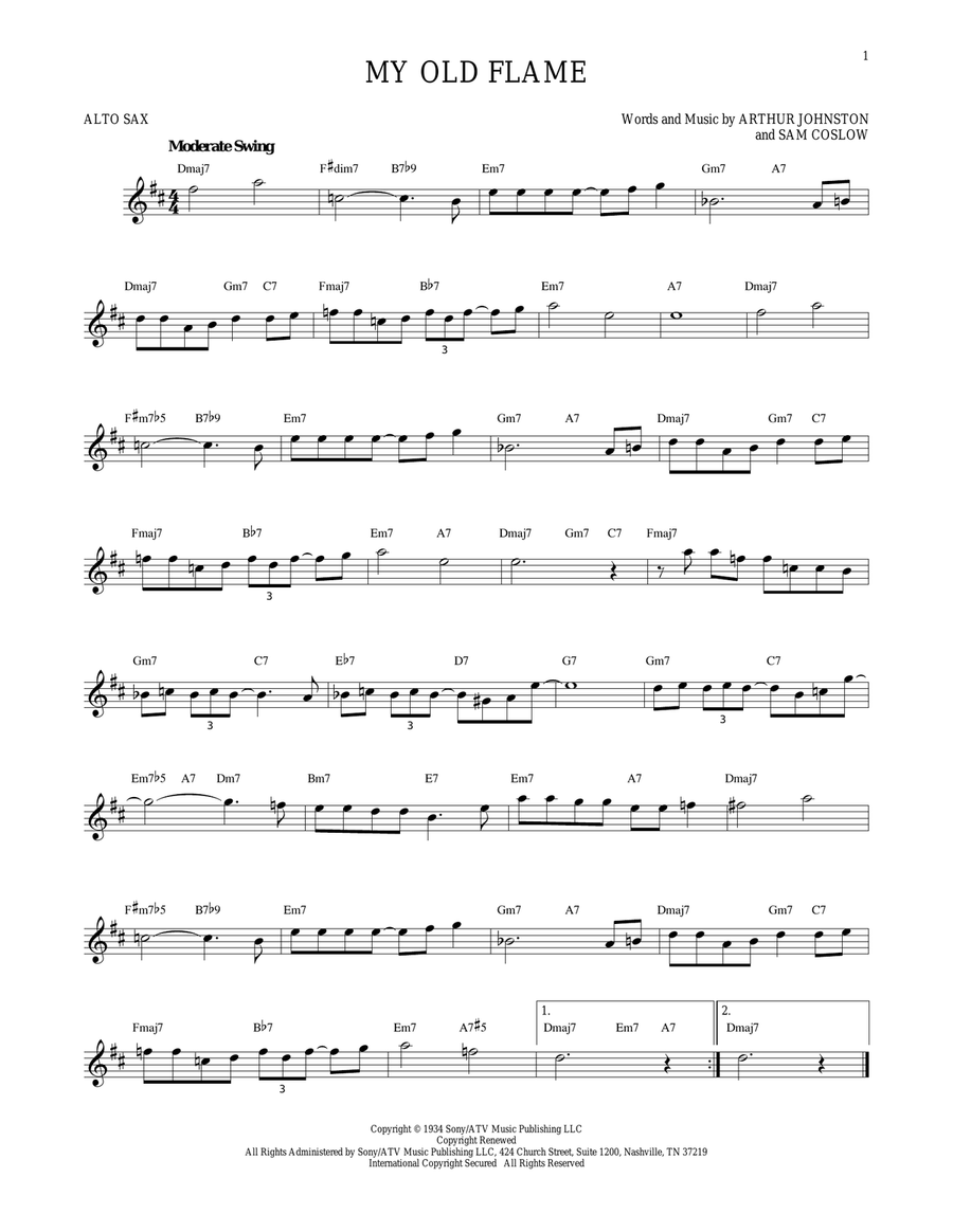 My Old Flame My Old Flame Alto Saxophone scores gallery preview page 1