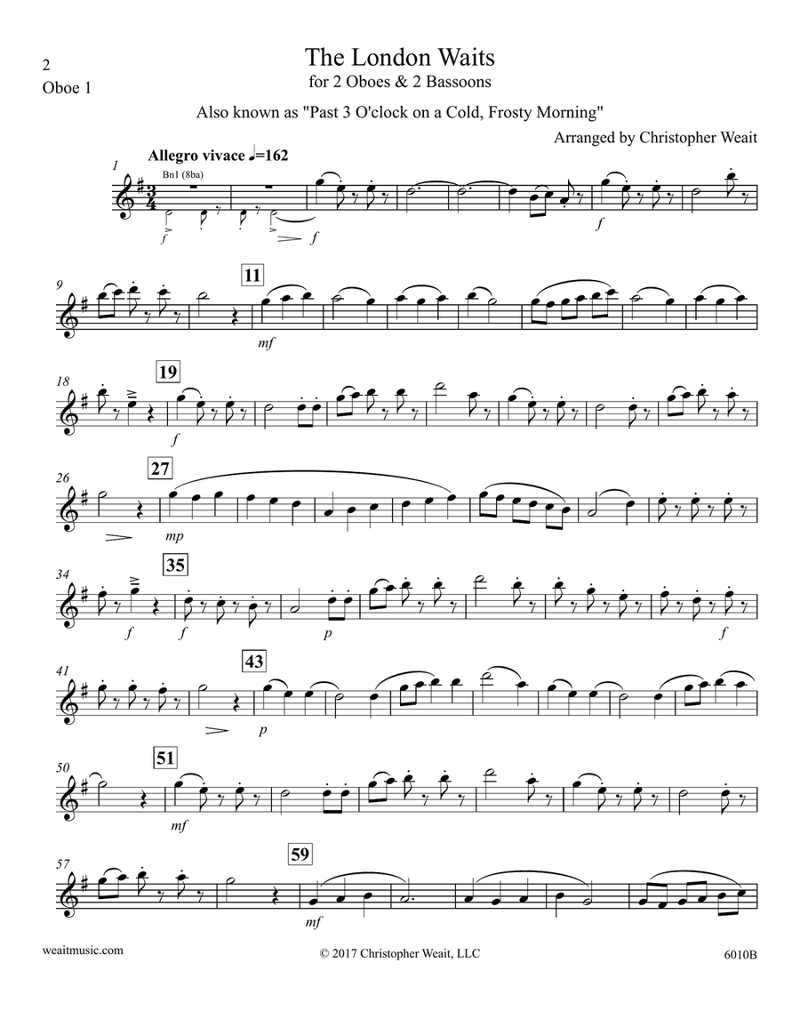 London Waits for 2 oboes & 2 bassoons (1’42) Woodwind Quartet scores gallery preview page 5