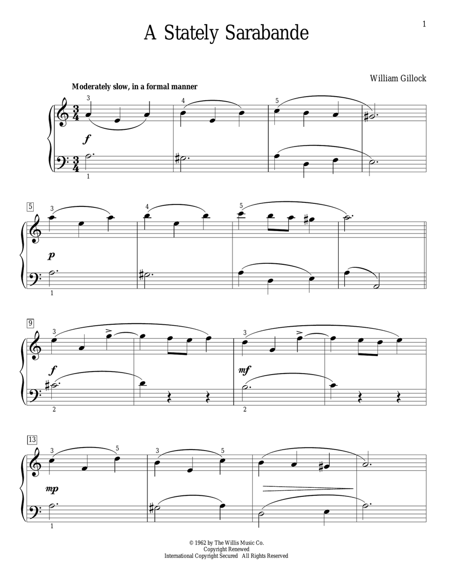 A Stately Sarabande A Stately Sarabande Piano Method scores gallery preview page 1