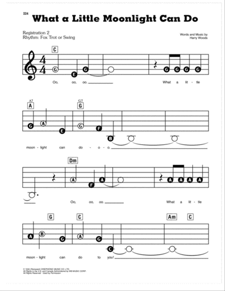 What A Little Moonlight Can Do Electronic Keyboard scores gallery preview page 1