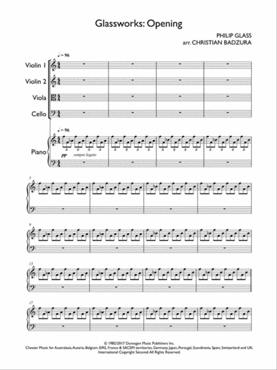 Glassworks - Opening, Etudes No.2 & 5 Piano Quintet scores gallery preview page 3