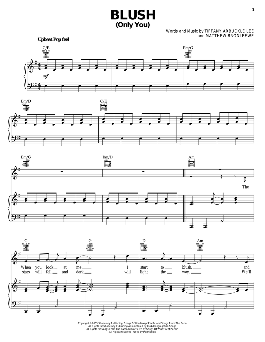 Blush (Only You) Piano, Vocal, Guitar scores gallery preview page 1