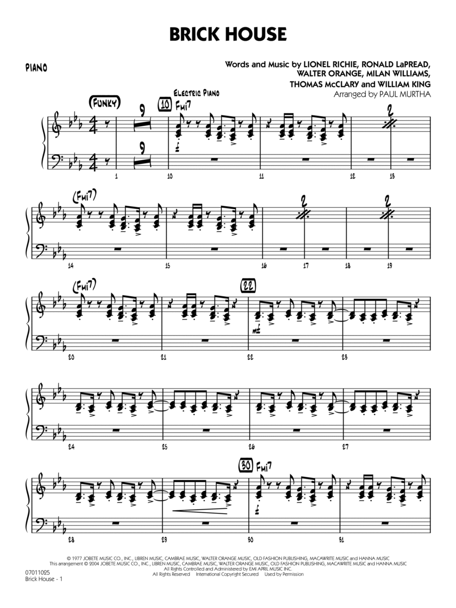 Brick House (arr. Paul Murtha) - Piano Jazz Ensemble scores gallery preview page 1