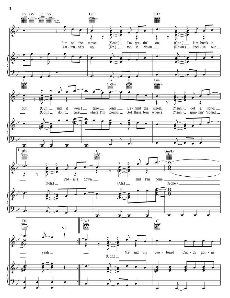 Cadillac Car Acoustic Guitar scores gallery preview page 2