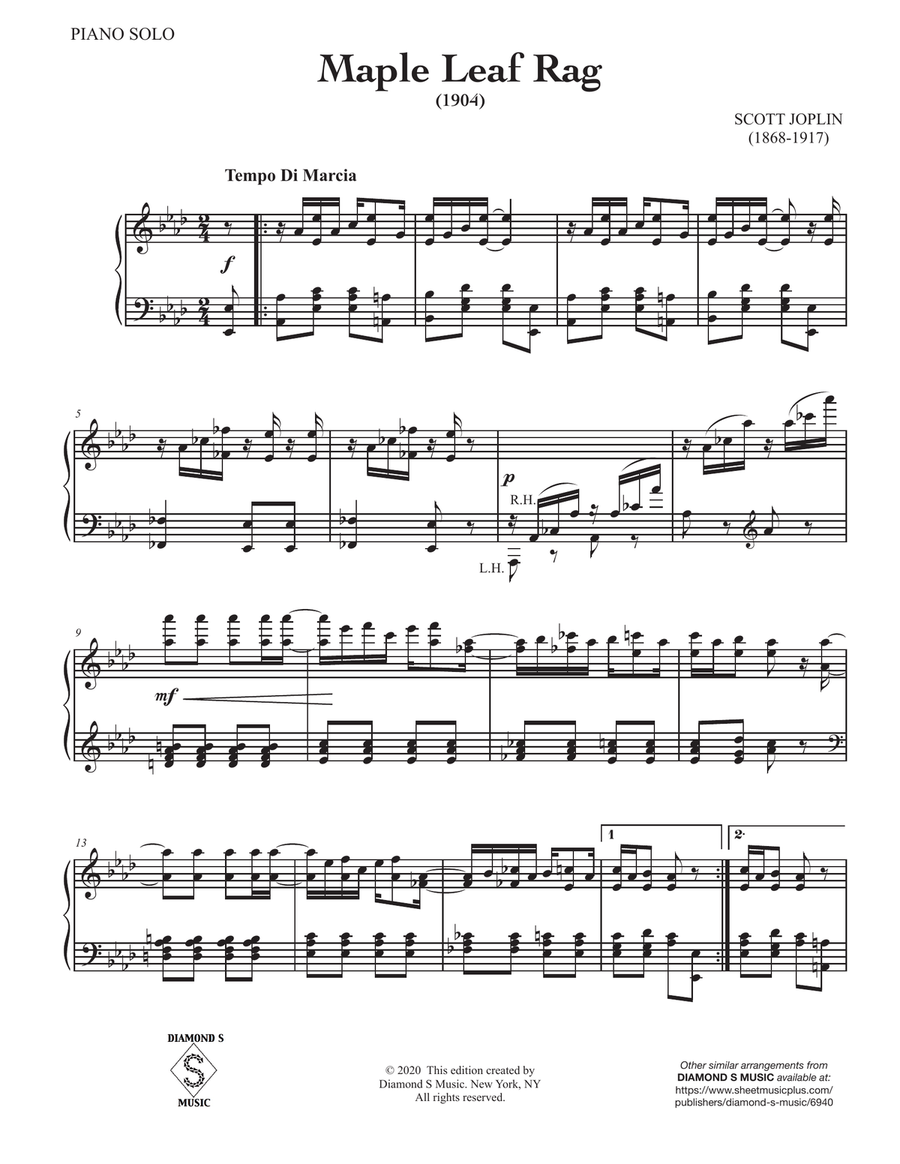 Maple Leaf Rag (A Ragtime Two-Step) - Scott Joplin - Piano Solo Piano Solo scores gallery preview page 4