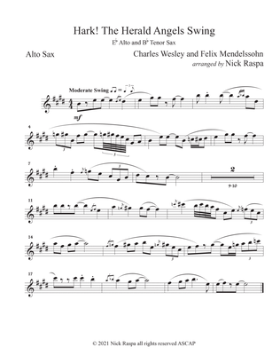 Book cover for Hark! The Herald Angels Swing (Alto Sax & Tenor Sax duet) Alto Sax part