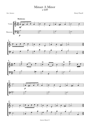 purcel minuet z 649 violin and Bassoon sheet music
