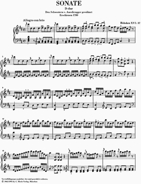Piano Sonata in D Major Hob.XVI:37