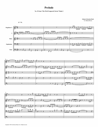 Prelude 19 from Well-Tempered Clavier, Book 2 (Conical Brass Quintet)