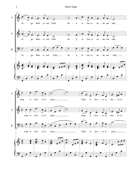 Silent Night - for SAB choir with piano accompaniment image number null