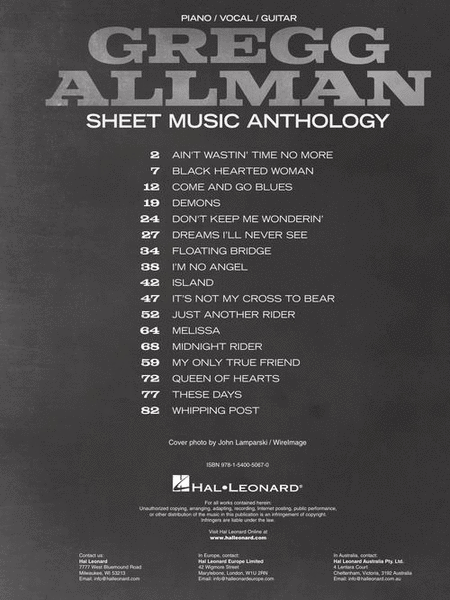 Gregg Allman Sheet Music Anthology