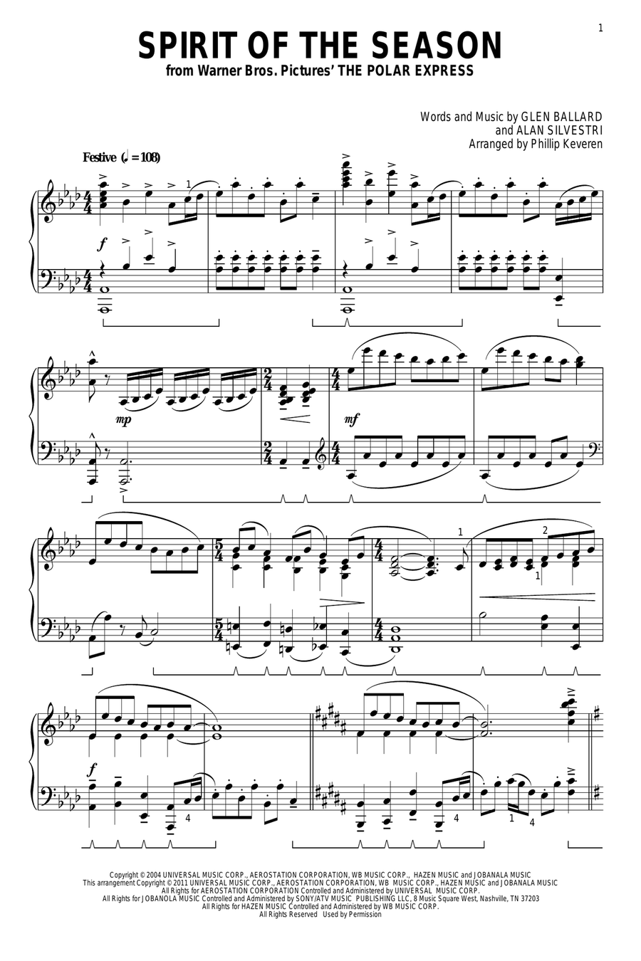 Spirit Of The Season (arr. Phillip Keveren) Piano Solo scores gallery preview page 1