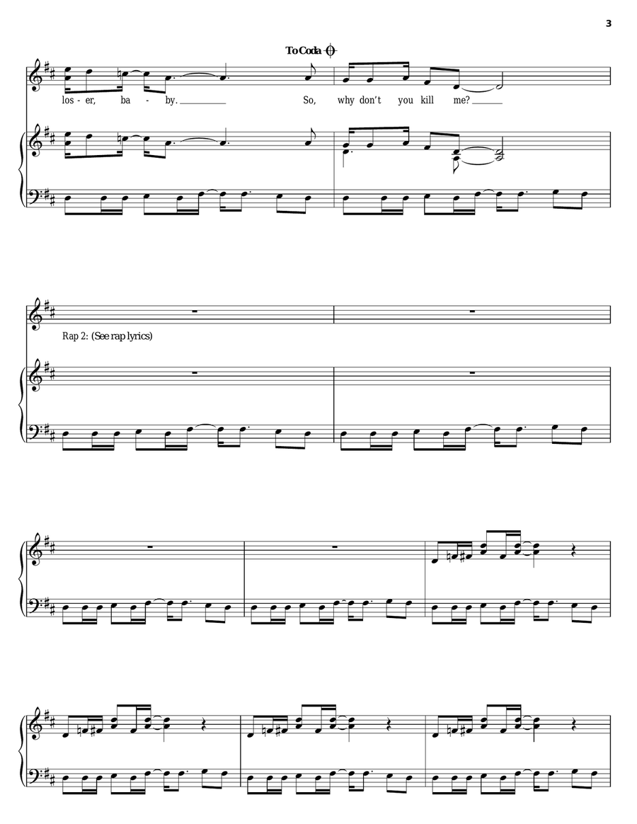 Loser Piano, Vocal, Guitar scores gallery preview page 3