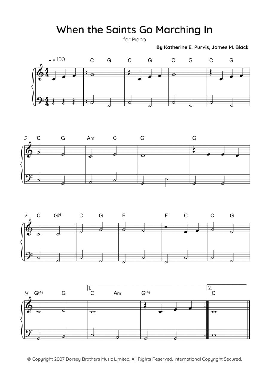 When The Saints Go Marching In Piano Solo scores gallery preview page 1