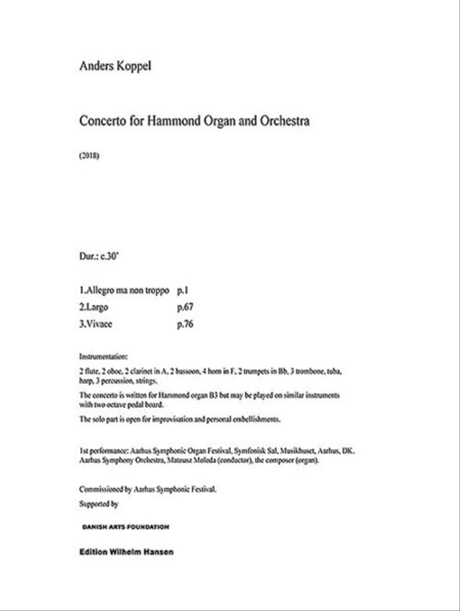 Concerto for Hammond Organ and Orchestra Orchestra scores gallery preview page 2