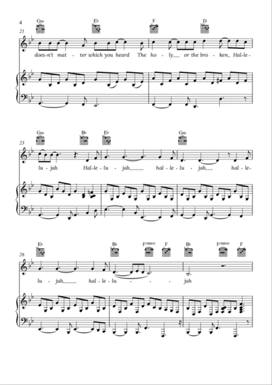 Hallelujah Hallelujah Piano Solo scores gallery preview page 4