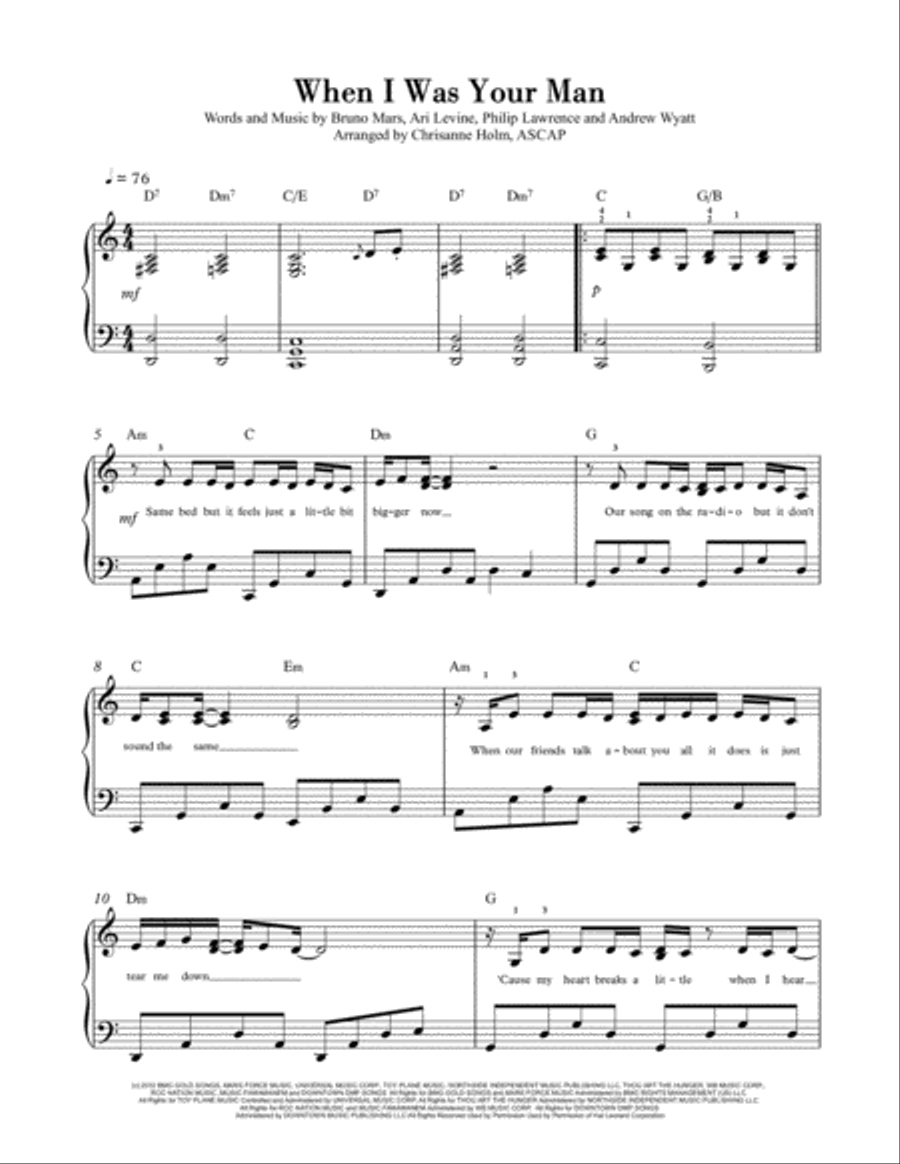When I Was Your Man Piano Solo scores gallery preview page 1