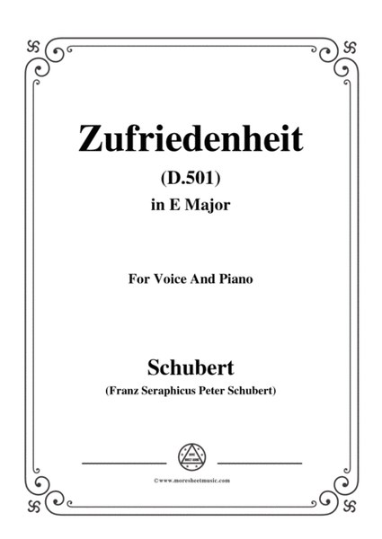 Schubert-Zufriedenheit(Contentment),D.501,in E Major,for Voice&Piano image number null