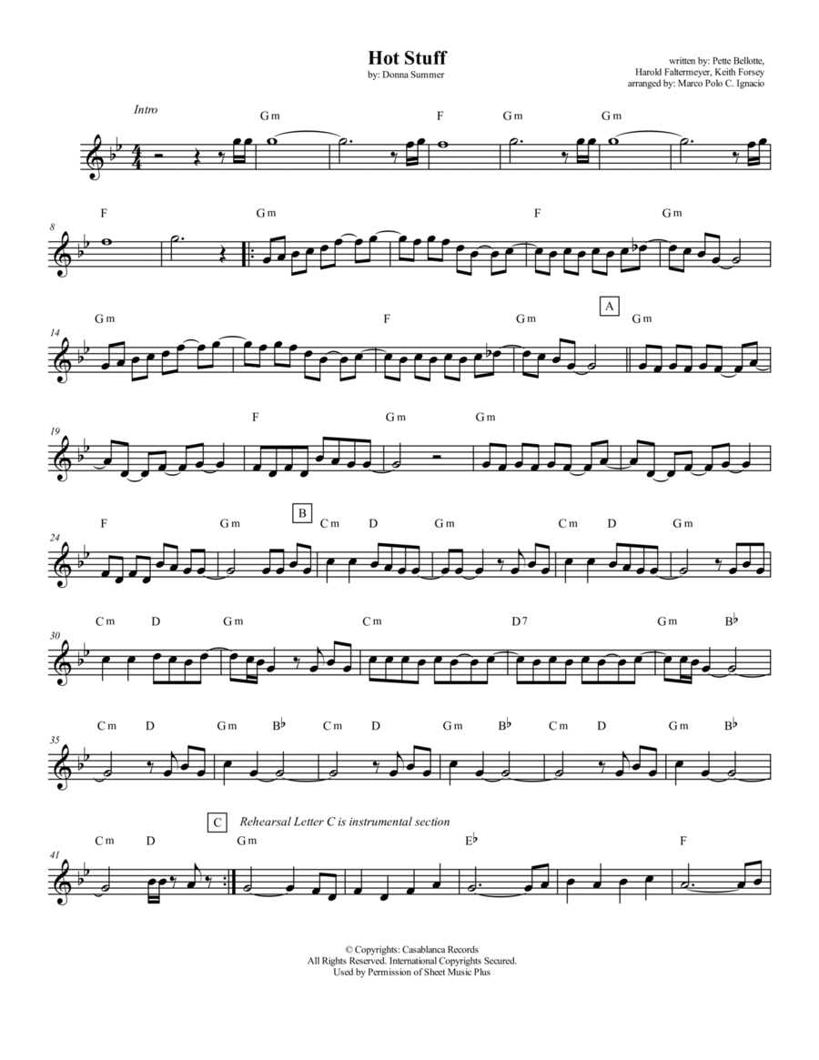Hot Stuff Piano scores gallery preview page 1