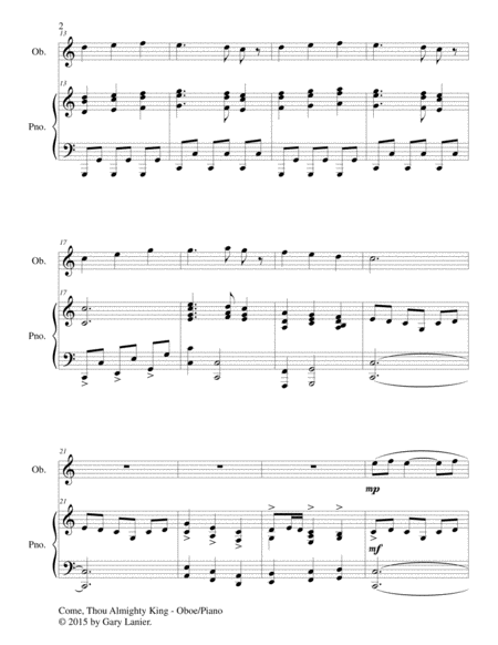 COME, THOU ALMIGHTY KING (Duet – Oboe and Piano/Score and Parts) image number null