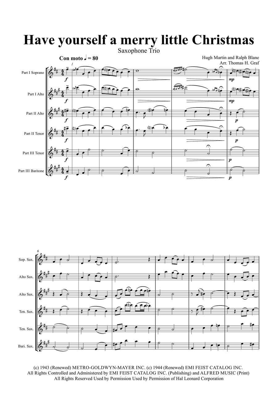 Have Yourself A Merry Little Christmas from MEET ME IN ST. LOUIS Woodwind Trio scores gallery preview page 1