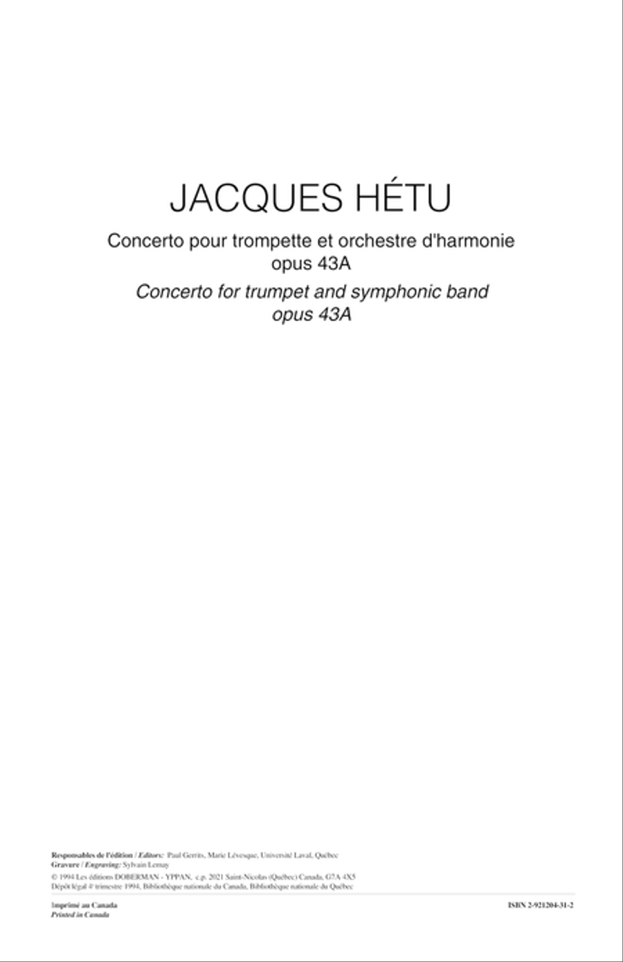 Concerto for trumpet op. 43A (Symphonic band, score) Concert Band scores gallery preview page 1