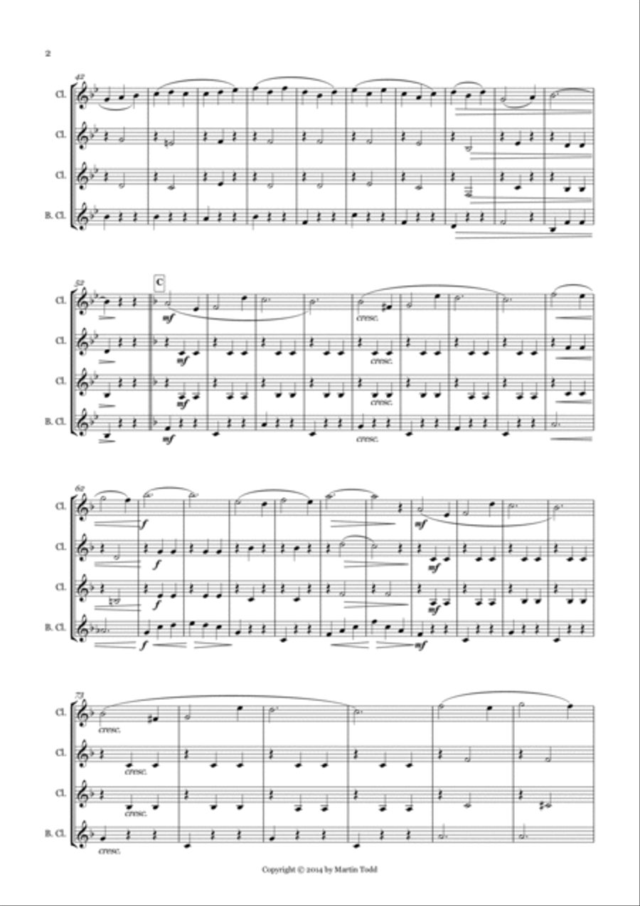 Sunshine Waltz for Clarinet Quartet Clarinet Quartet scores gallery preview page 2