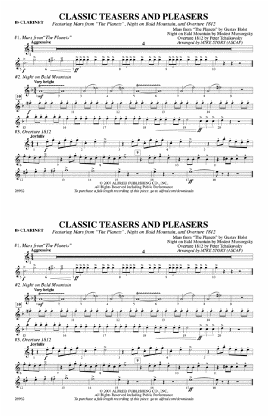 Classic Teasers and Pleasers: 1st B-flat Clarinet Marching Band scores gallery preview page 1