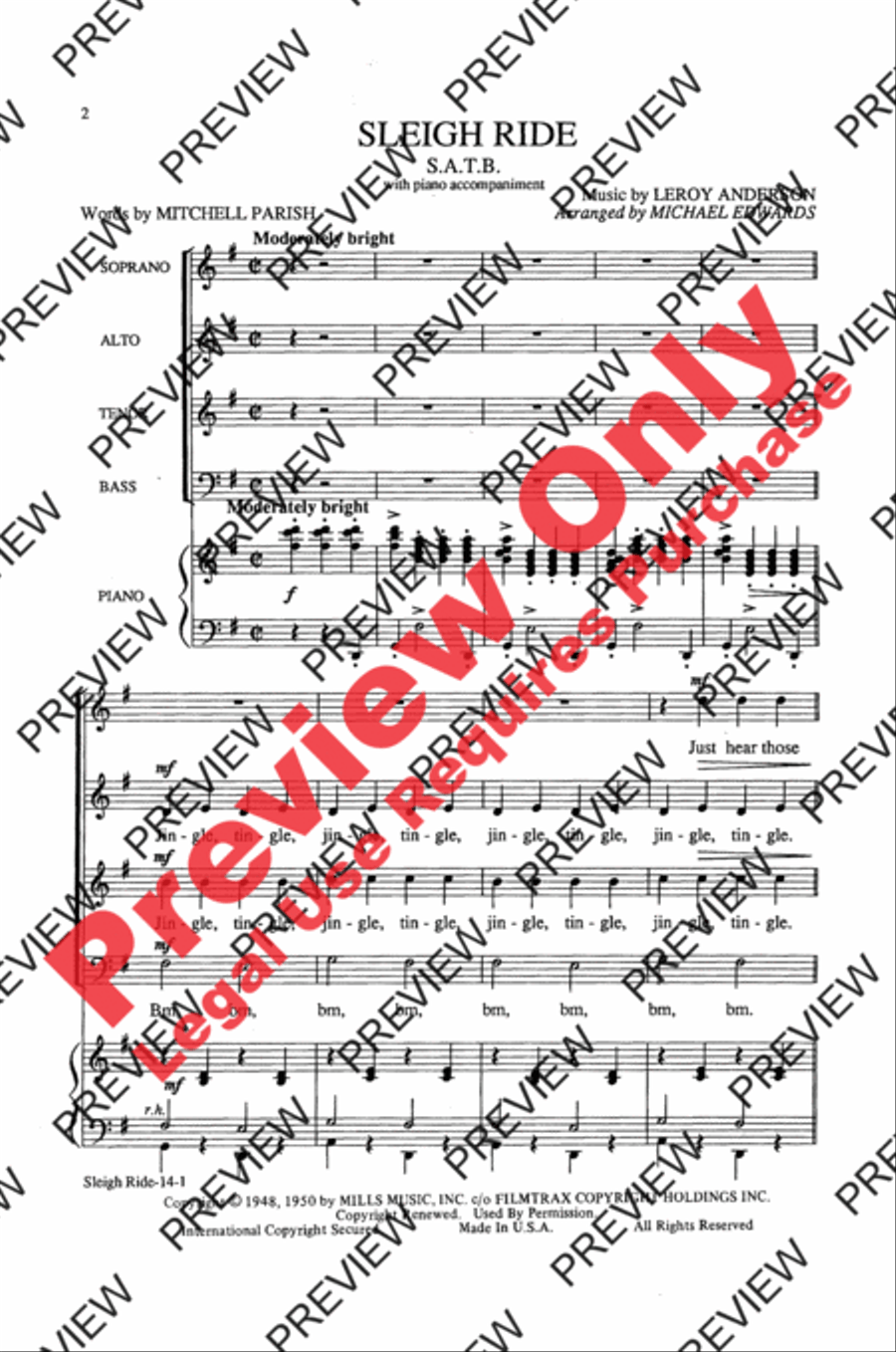 Sleigh Ride Sleigh Ride 4-Part scores gallery preview page 2