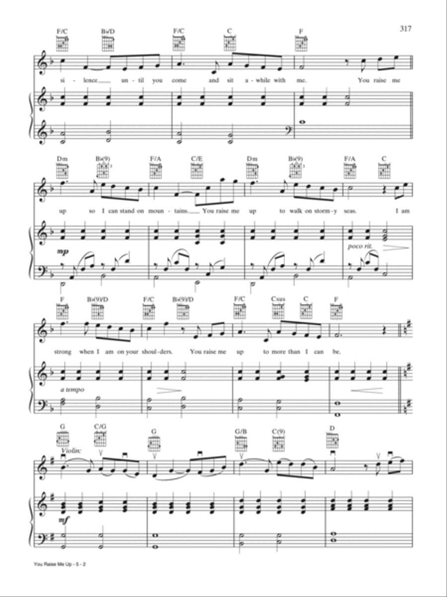 You Raise Me Up Piano, Vocal, Guitar scores gallery preview page 2