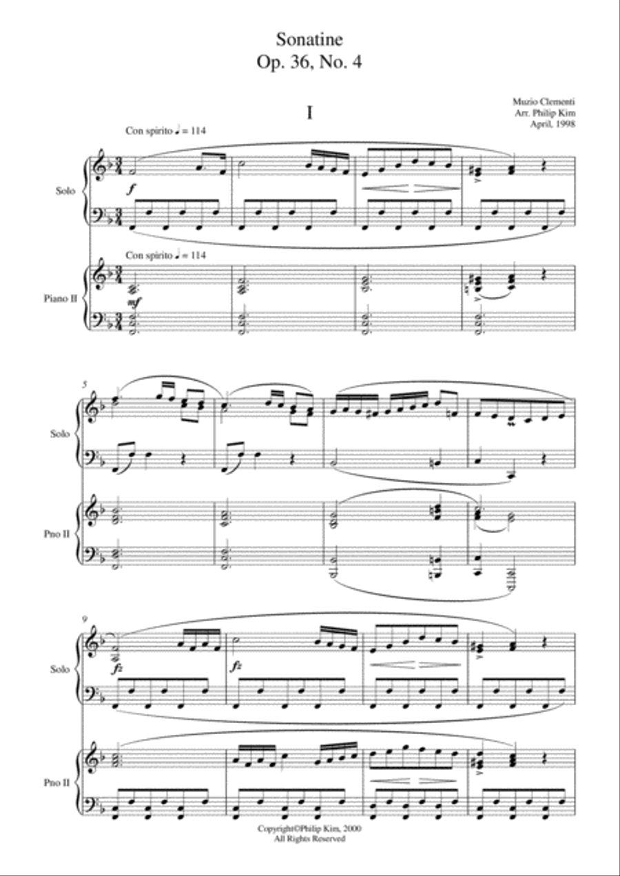 Muzio Clementi Sonatine Op. 36 No. 4 First Movement for 2 Pianos 2 Pianos, 4-Hands scores gallery preview page 2