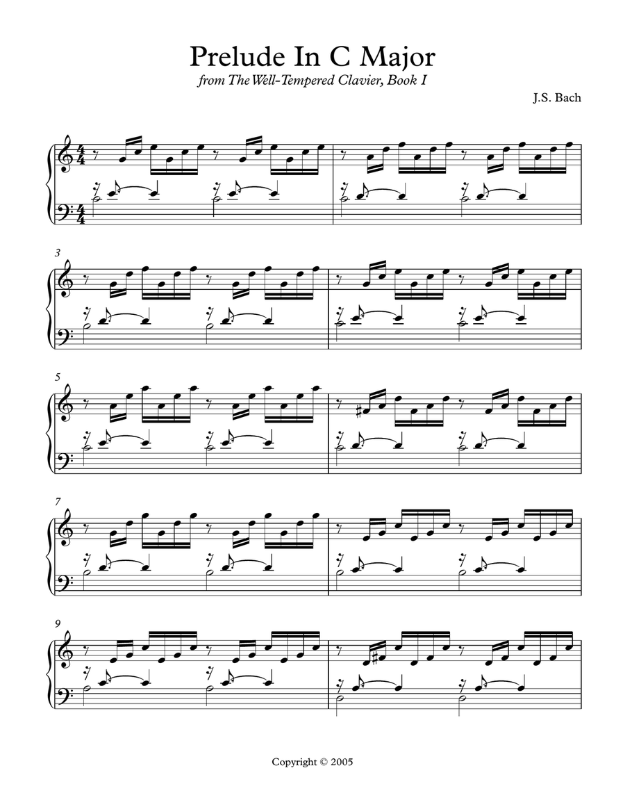 Prelude In C Major Piano Method scores gallery preview page 1