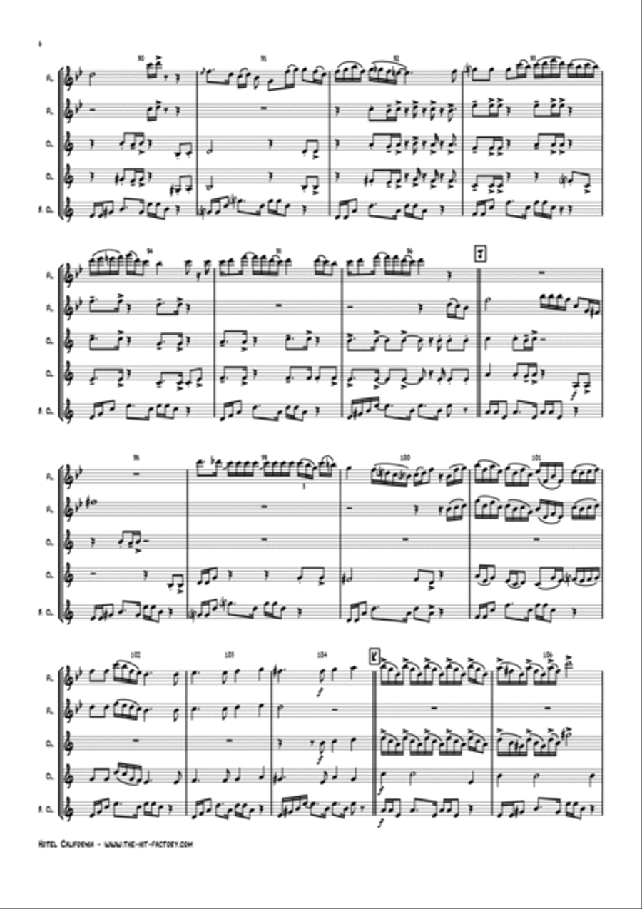 Hotel California Woodwind Quintet scores gallery preview page 6