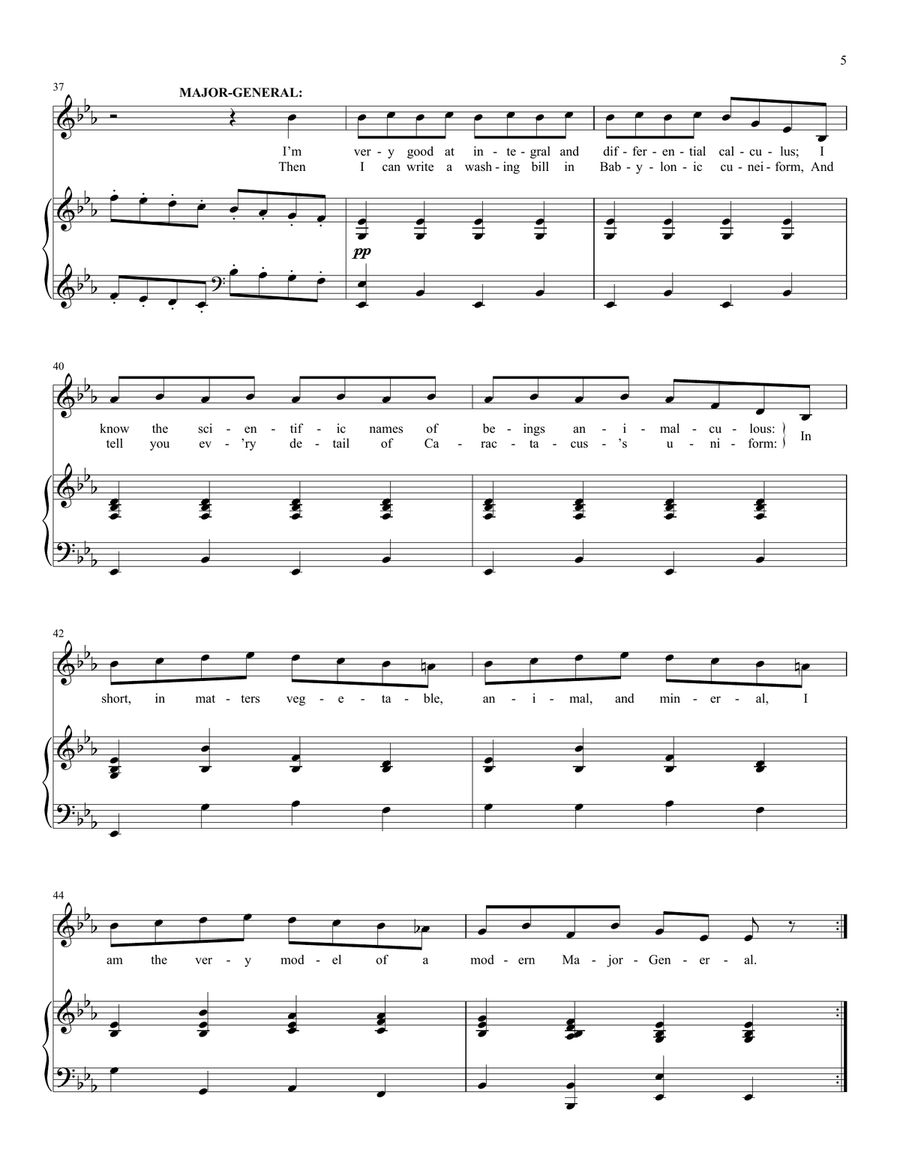 I Am The Very Model Of A Modern Major-General (from The Pirates Of Penzance) Voice scores gallery preview page 5