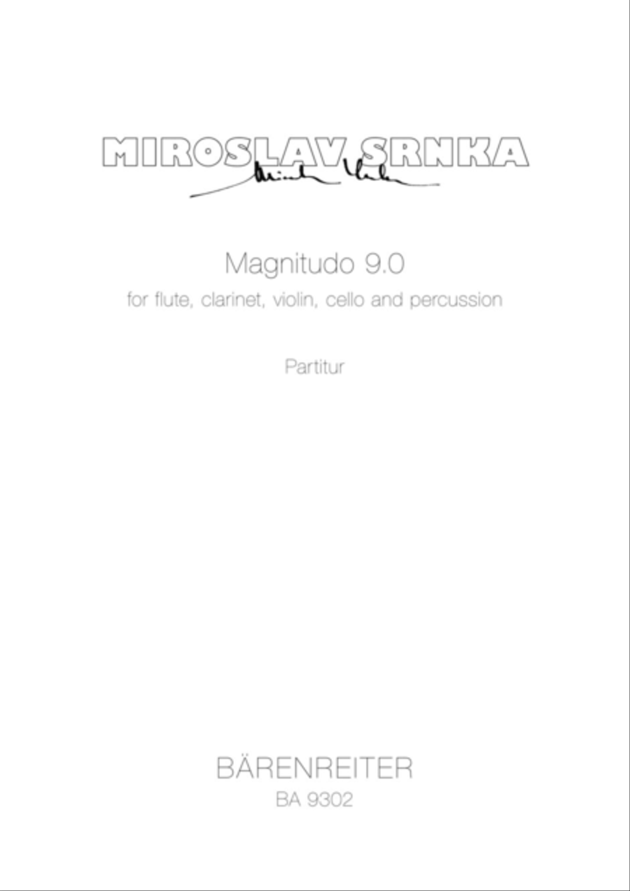 Magnitudo 9,0 for Flute, Clarinet, Violin, Violoncello, Percussion Clarinet scores gallery preview page 1