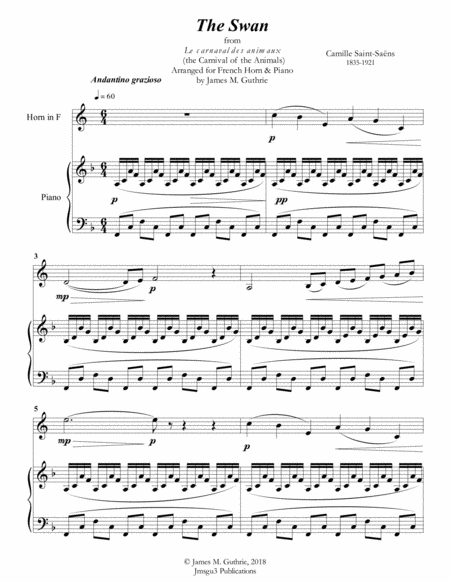 Saint-Saens: The Swan for French Horn & Piano image number null
