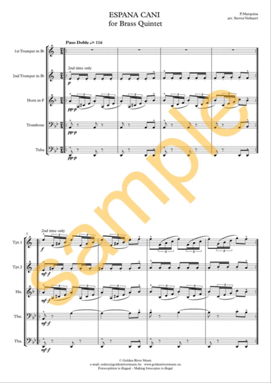 Espana Cani Espana Cani Brass Quintet scores gallery preview page 2