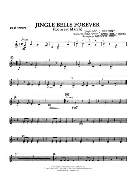 Jingle Bells Forever (Concert March): 3rd B-flat Trumpet