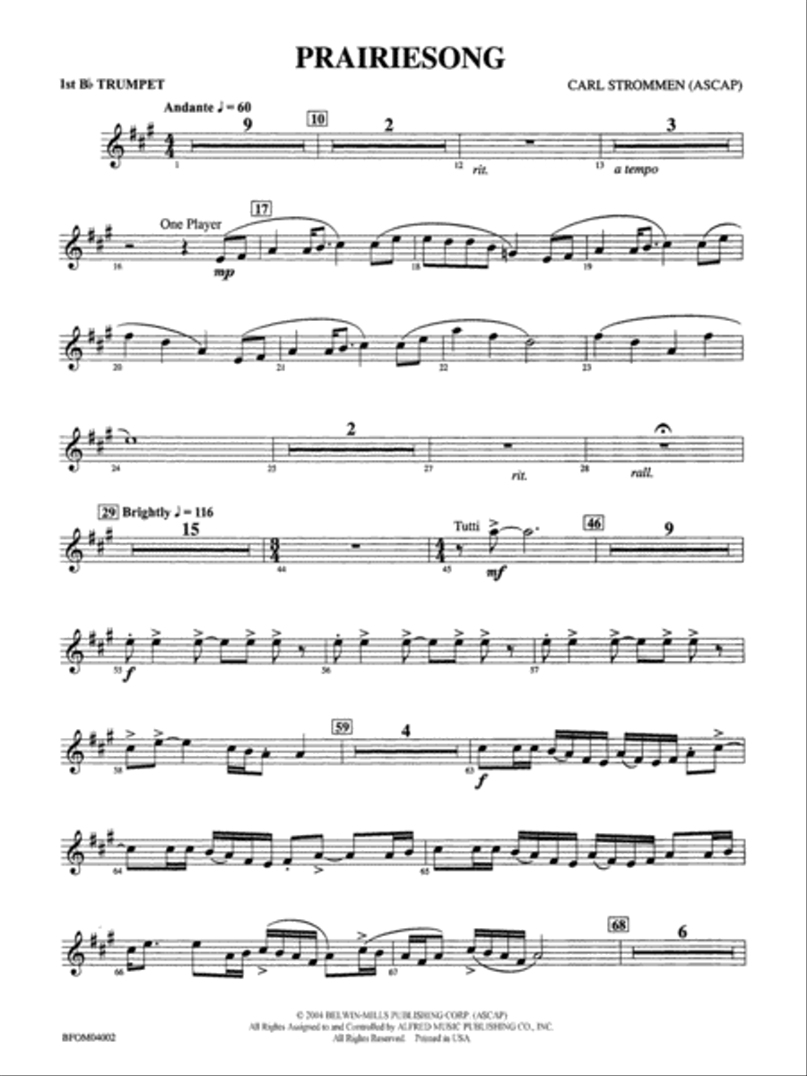 Prairiesong: 1st B-flat Trumpet
