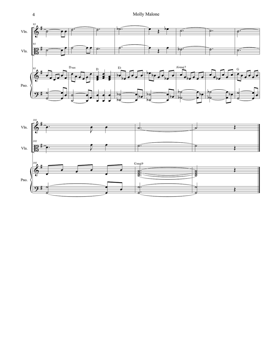 Molly Malone (Duet for Violin and Viola) String Duet scores gallery preview page 5